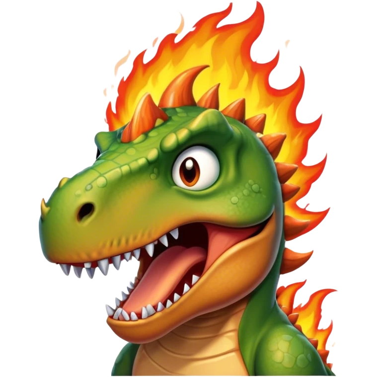 angry office dinosaur on a fire emoji