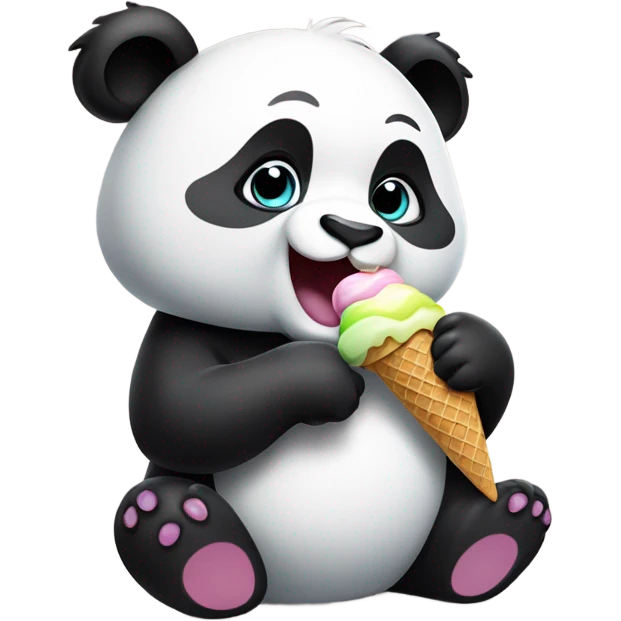 Panda eating ice cream emoji