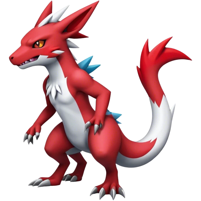 Edgy Cool Beautiful Guilmon-Zangoose-Zoroark, full body emoji