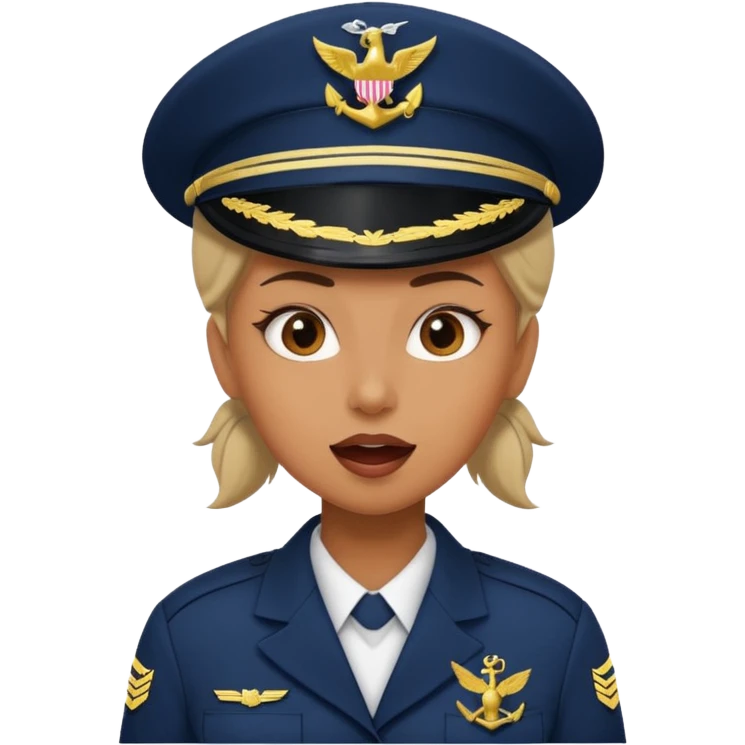 Female navy soldier, crazy face. emoji