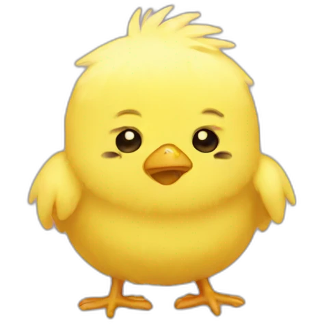 yellow fluffy chick crying, sad emoji