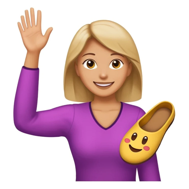 a mom with an arm raised, slipper in hand, about to throw, emoji style emoji