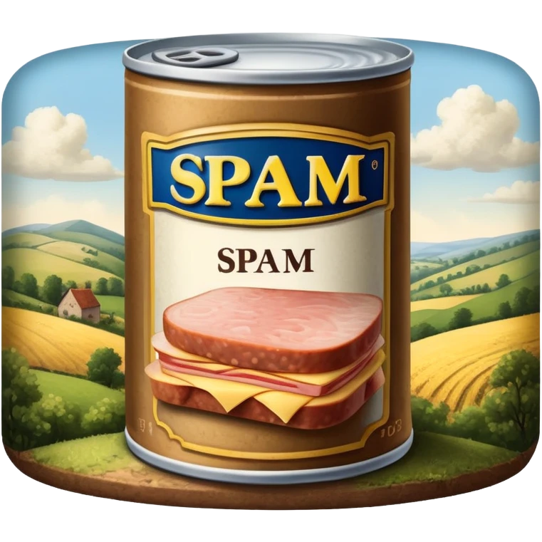 Rembrandt style spam meat countryside landscape  emoji