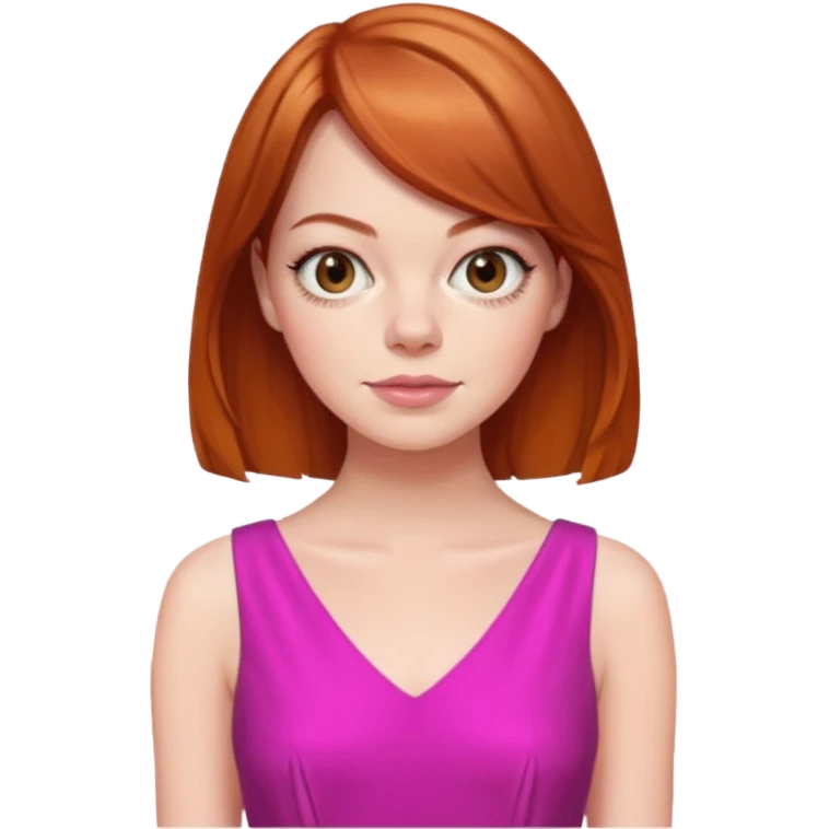 Emma Stone, orange brown hair, pink dress emoji
