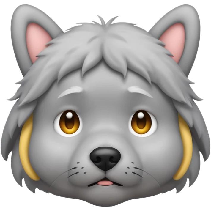 Sad emoji with fluffy grey dog ears emoji