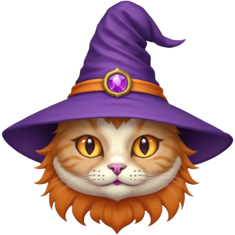 cat wear purple wicth hat emoji