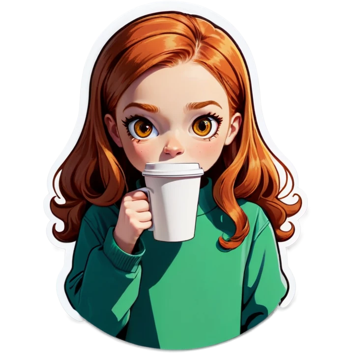 White girl with coffe eyes and ginger hair  emoji