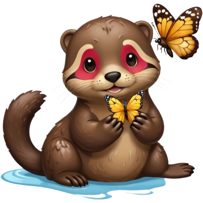 otter eating a butterfly emoji