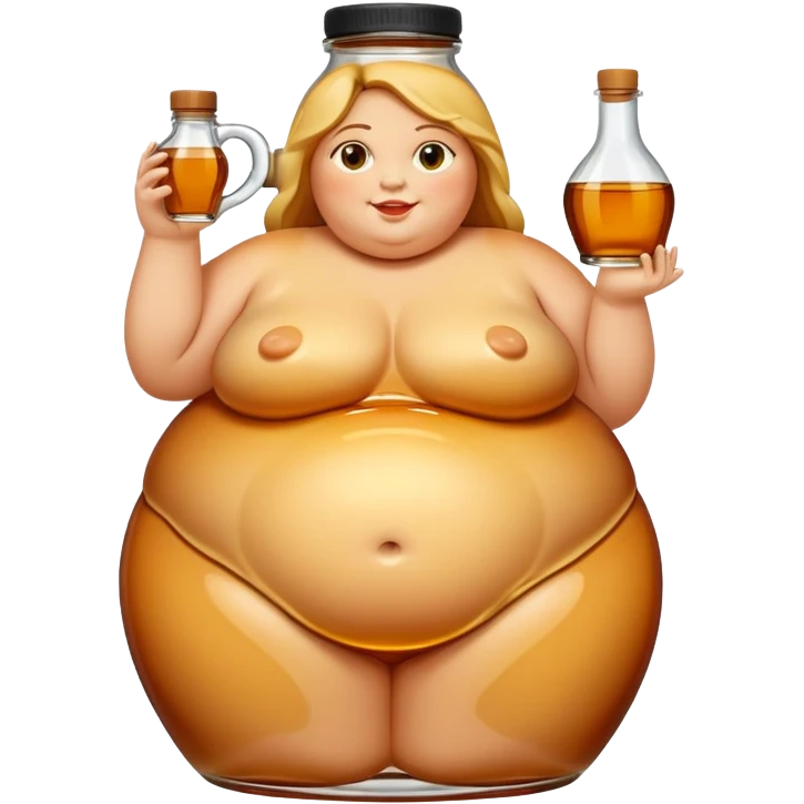Pancake syrup with the bottle in the shape of a fat woman’s body emoji