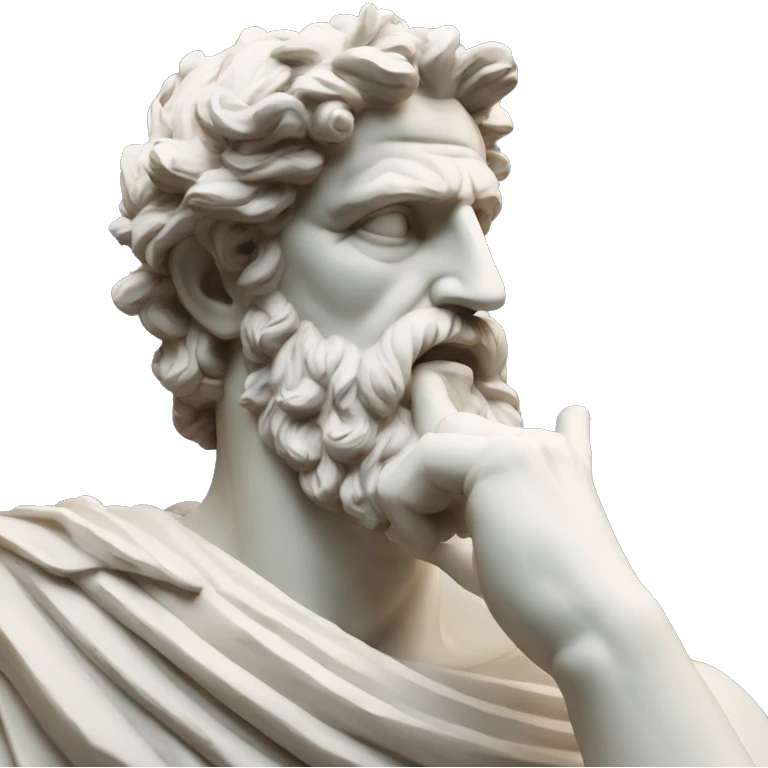 Ancient Greek King Odysseus Statue Thinking with Hand on Chin emoji