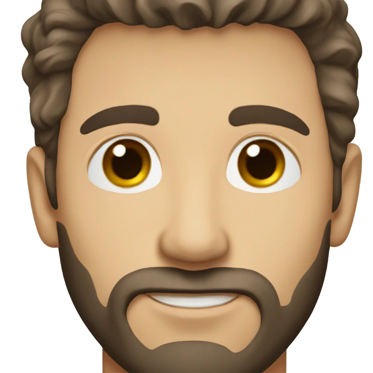 young caucasian man, dark brown hair, dark brown beard, pointed nose emoji