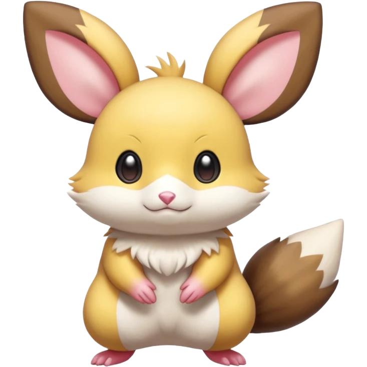 Cute chibi kawaii big-eyes adorable anime Dedenne-Pachirisu-Furret-Minccino-Pichu-fusion-hybrid-Pokémon-animal-creature, full body emoji
