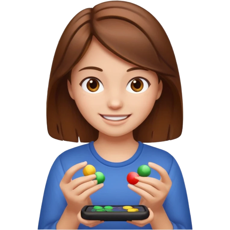 Brown hair Girl playing game emoji