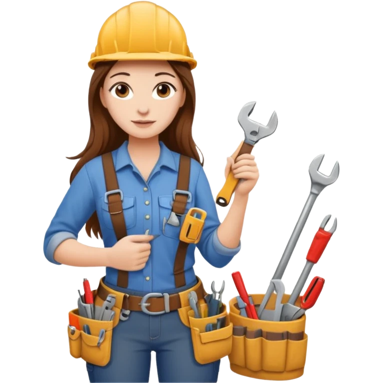 beautiful girl with long brown hair renovating her apartment emoji