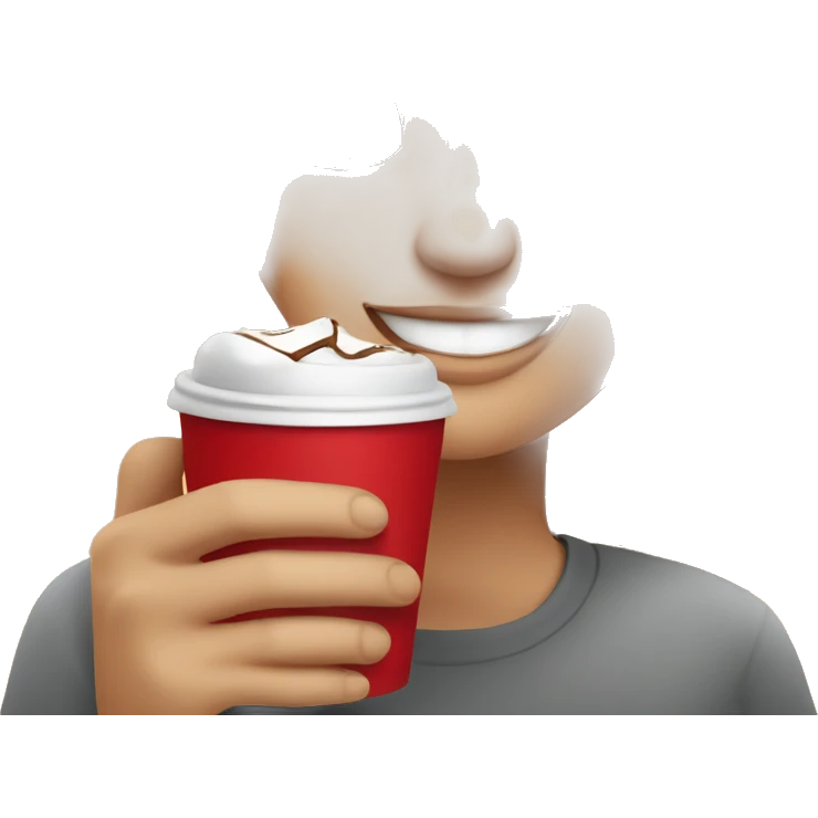 happy girl with coffeein a red cup in one hand and dessert in another  emoji