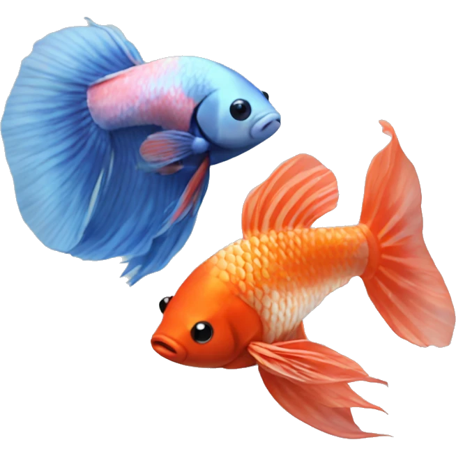two betta fish and a koi fish emoji