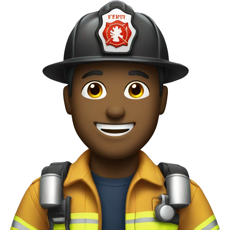 smiling man in firefighter uniform emoji