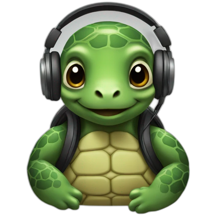 Turtle with headphones style urban and black community  emoji