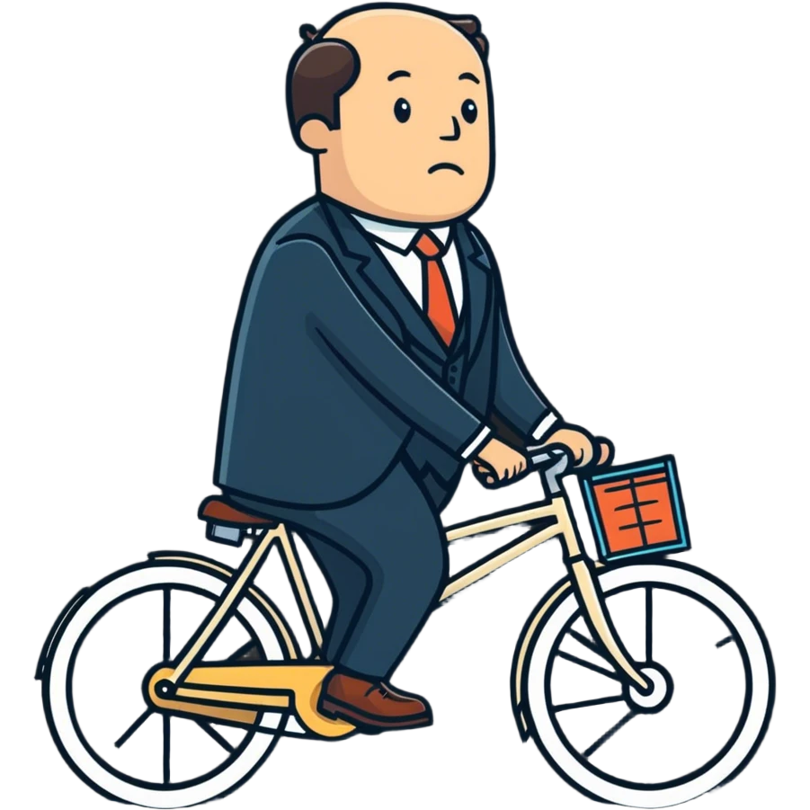 A man on a bike in an office  emoji