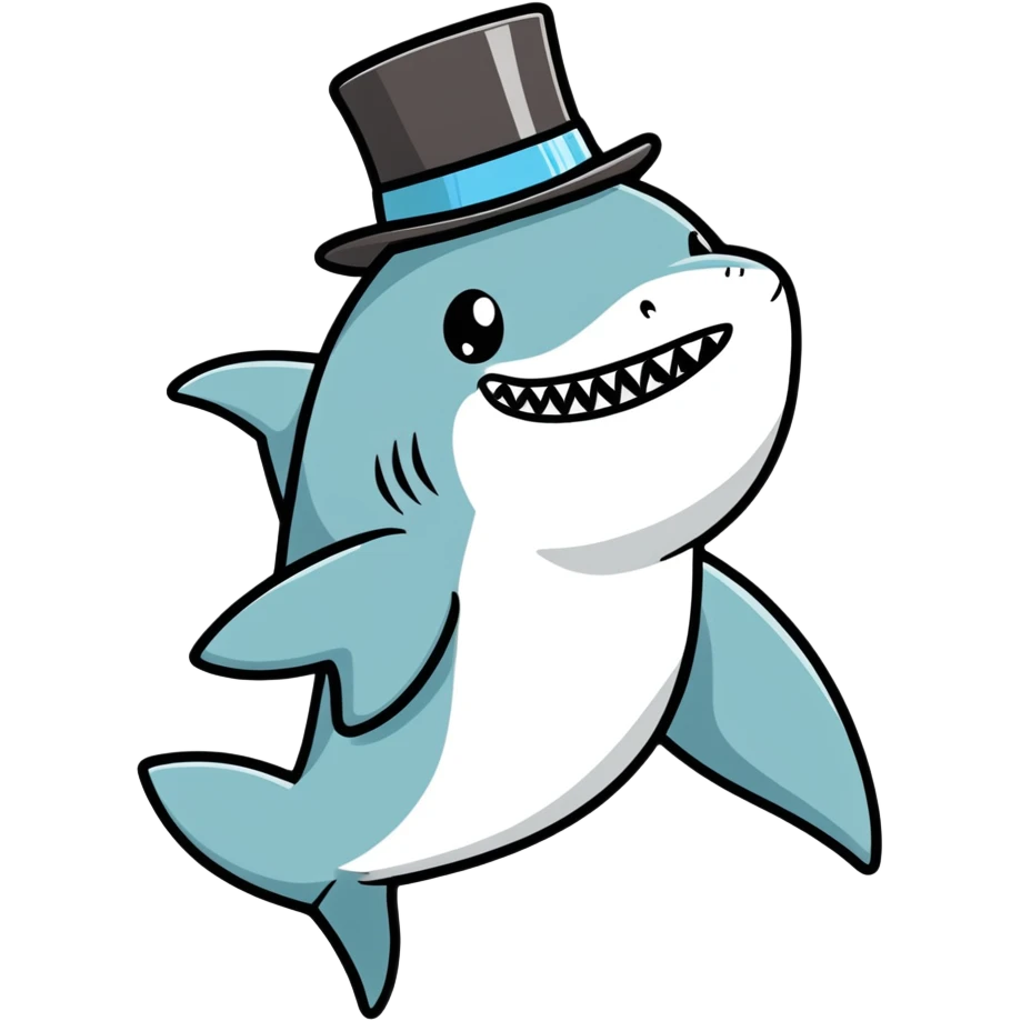 Shark with a top hat emoji