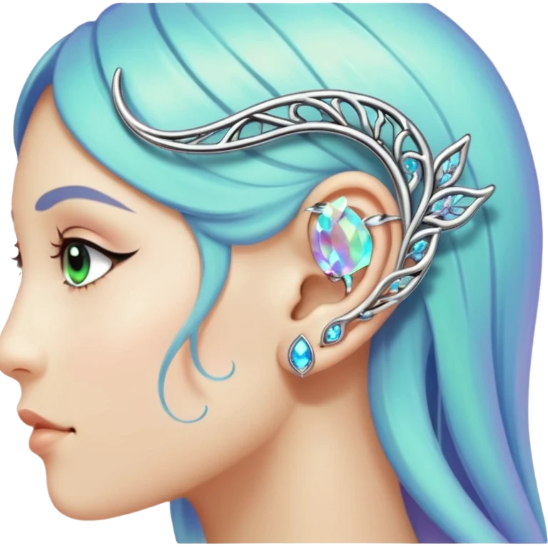 Elvish fae shiny sparkly iridescent translucent diaphanous ear climber ear cuff emoji