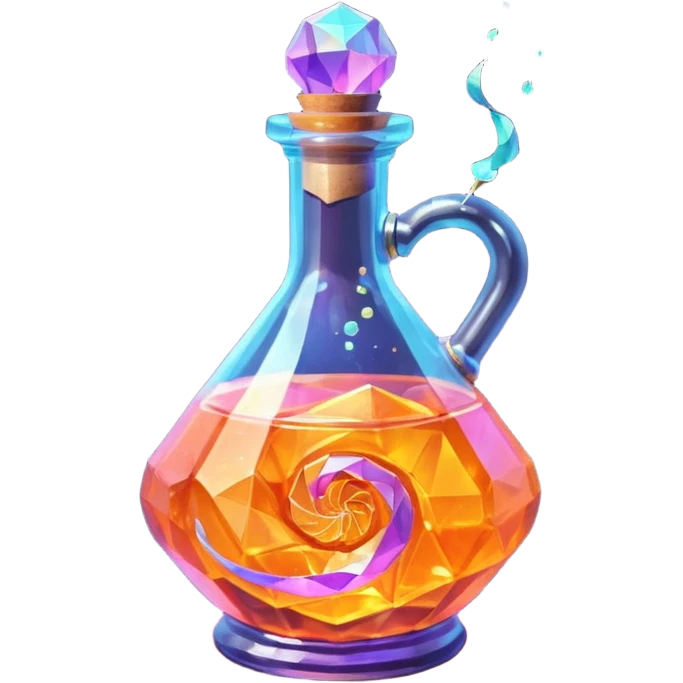 Orange Magic Fantasy Potion, Glass Low Poly emoji