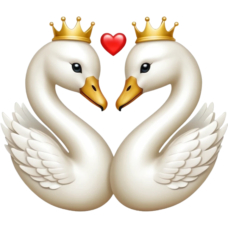 a white heart trimmed with pearls and about two golden swans in love emoji