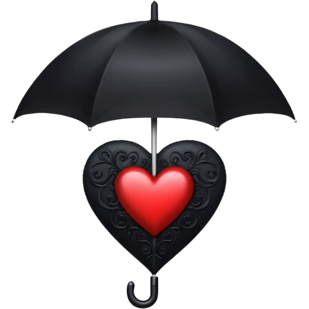 goth themed heart with a black umbrella emoji