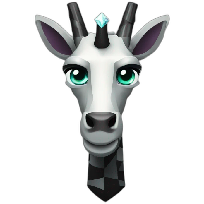 Minecraft Black Jiraffe Head With Diamond Unicorn Horn and Lazer Eyes emoji