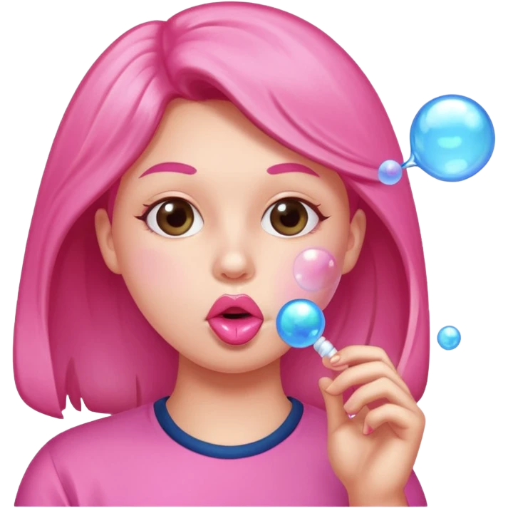 a person who blows gum bubble emoji