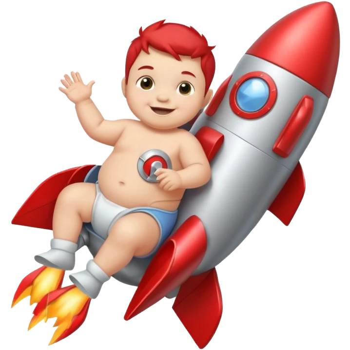 Baby riding rocket emoji