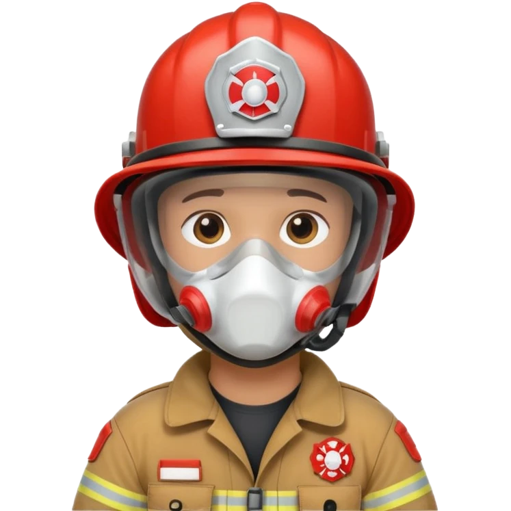 Firefighter with white color helmet and respiratory protection emoji