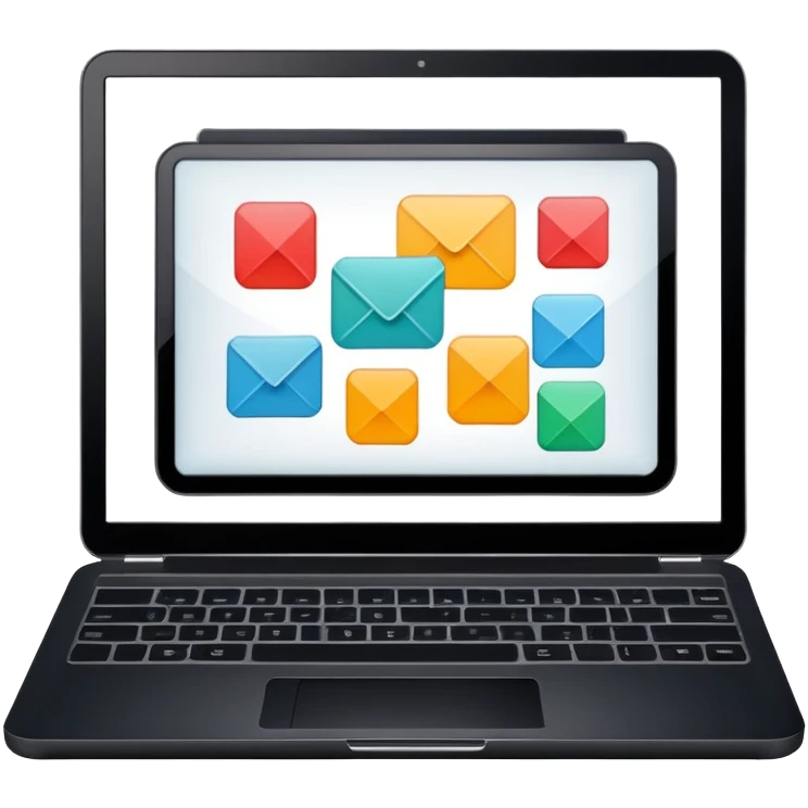 framed digital laptop illustration with vector shapes inside emoji