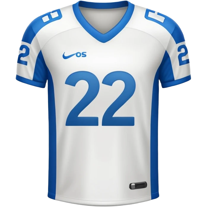 White football jersey at the back with number 22 emoji