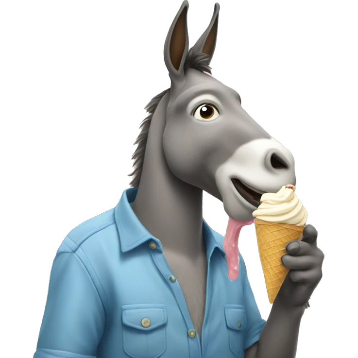 Donkey eating ice cream emoji