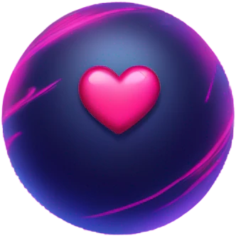 Neon pink planet with glowing rings and hearts  emoji