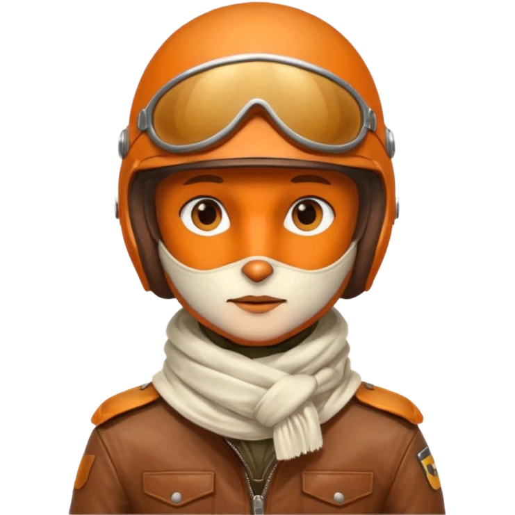 renard aviateur, casque en cuir vintage, écharpe blanche, blouson aviateur emoji