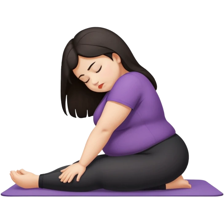 Sad fat girl doing crow pose dark hair emoji