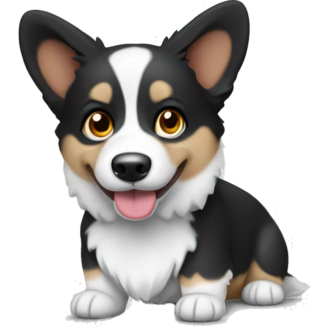 black and white welsh cardigan corgi emoji