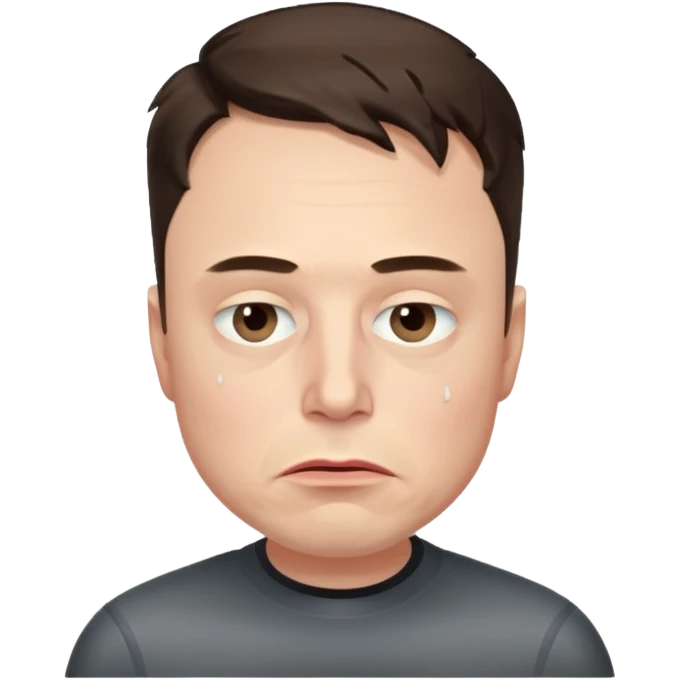 elon musk sad offended by something with some small tears under his eyes emoji