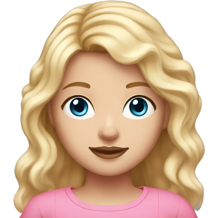 Cute woman with wavyblonde hair and blue eyes with a pink crop top emoji