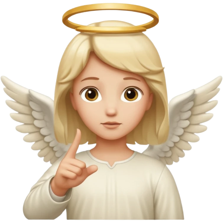 Create an angel with a distance between its two hands, its hands pointing downwards. emoji