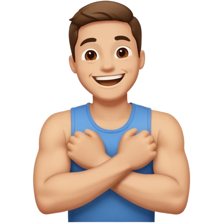 arms crossing neck of guy laughing  emoji
