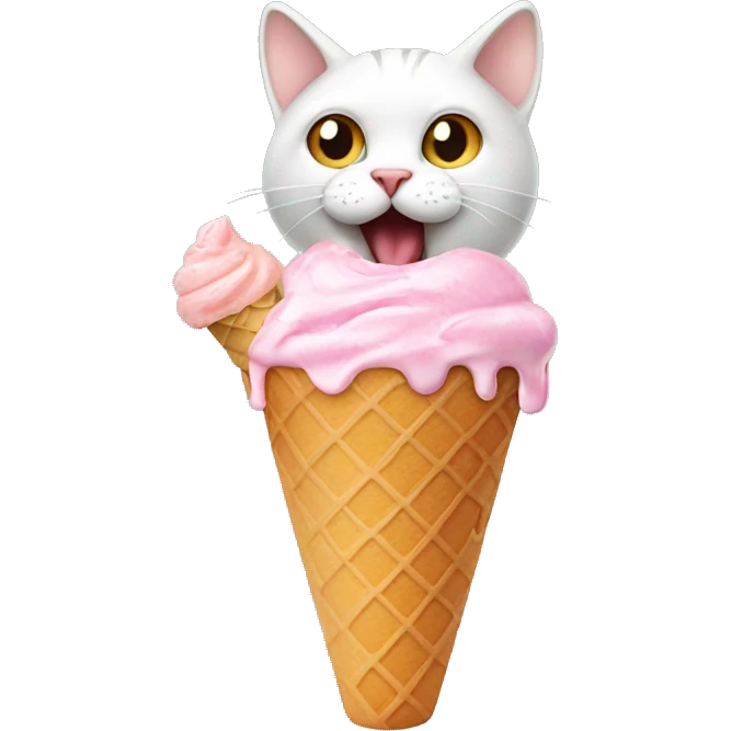 A cat eating ice cream emoji