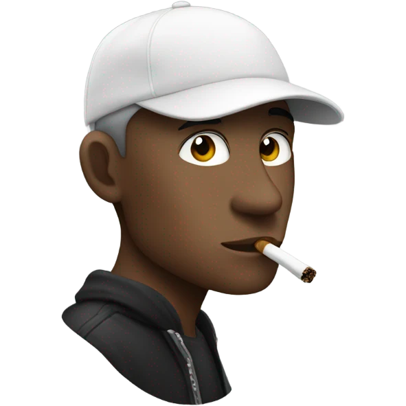 A white person smoking and wearing a black cap emoji