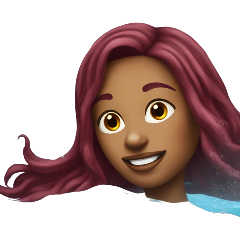 Beautiful tattooed  burgundy long haired woman swimming in a pool emoji