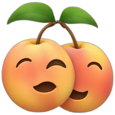 two peaches hugging each other emoji
