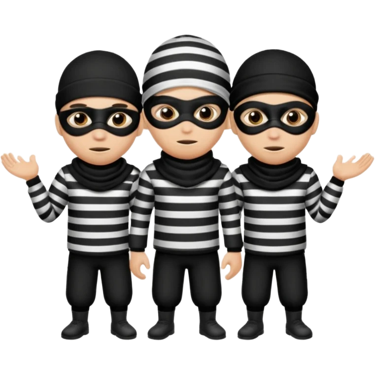 A 3 theif robbers emoji,Stripped shirt,eye mask, black head. emoji