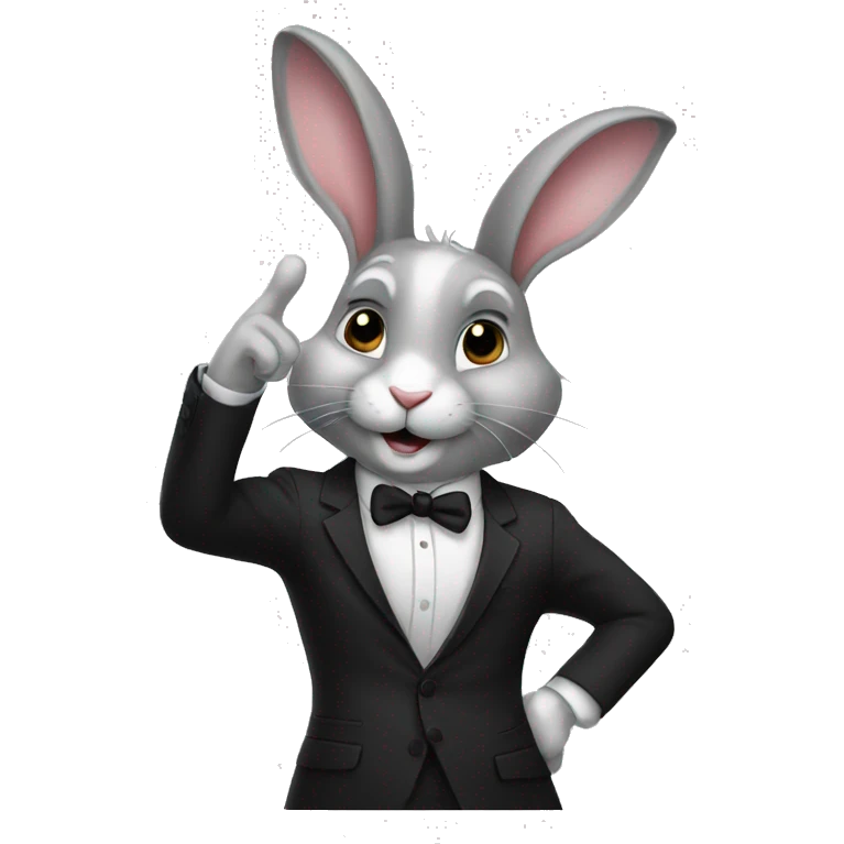 White Rabbit with black suit doing pinch finger emoji