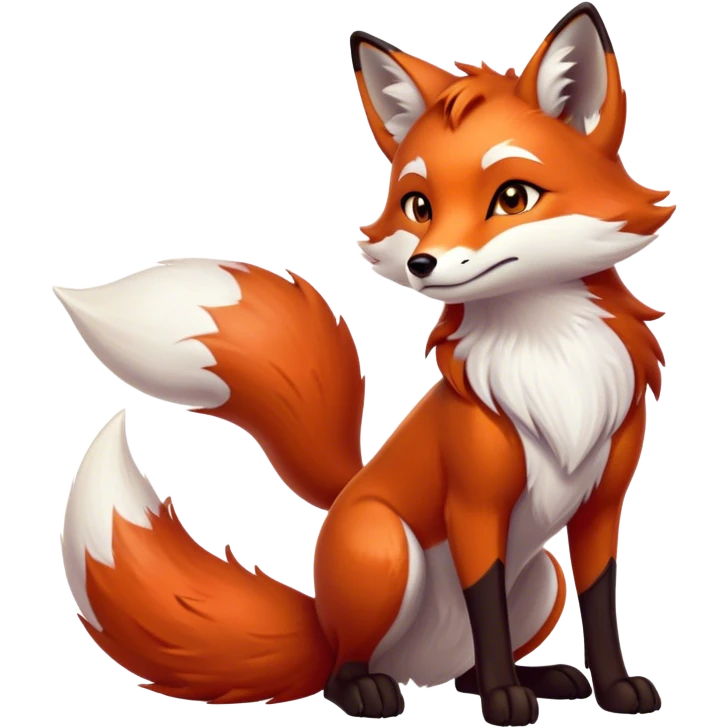 Cinematic Noble Fox Portrait Emoji, Poised and regal, with a lithe, agile build and a lush, fiery red Fur accented by white markings on the chest and tip of the tail, deep-set soulful amber eyes, Simplified yet sharp and sophisticated features, highly detailed, glowing with a warm, dignified glow, high shine, intelligent and cunning, stylized with an air of wild elegance, focused and attentive, soft glowing outline, capturing the essence of a watchful and confident forest wanderer, so majestic it feels as though it could dash out of the screen with effortless authority! emoji